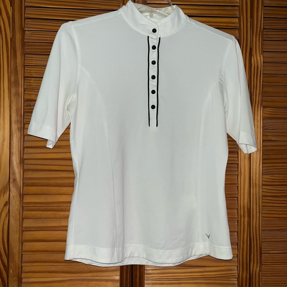 Callaway White‎ with Black Accents Short Sleeve Medium Golf Shirt